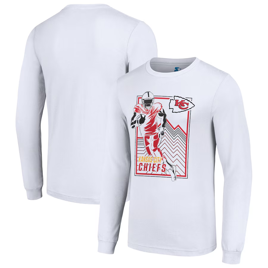 Men Kansas City Chiefs white style #2 2024 NFL Long sleeve T Shirts